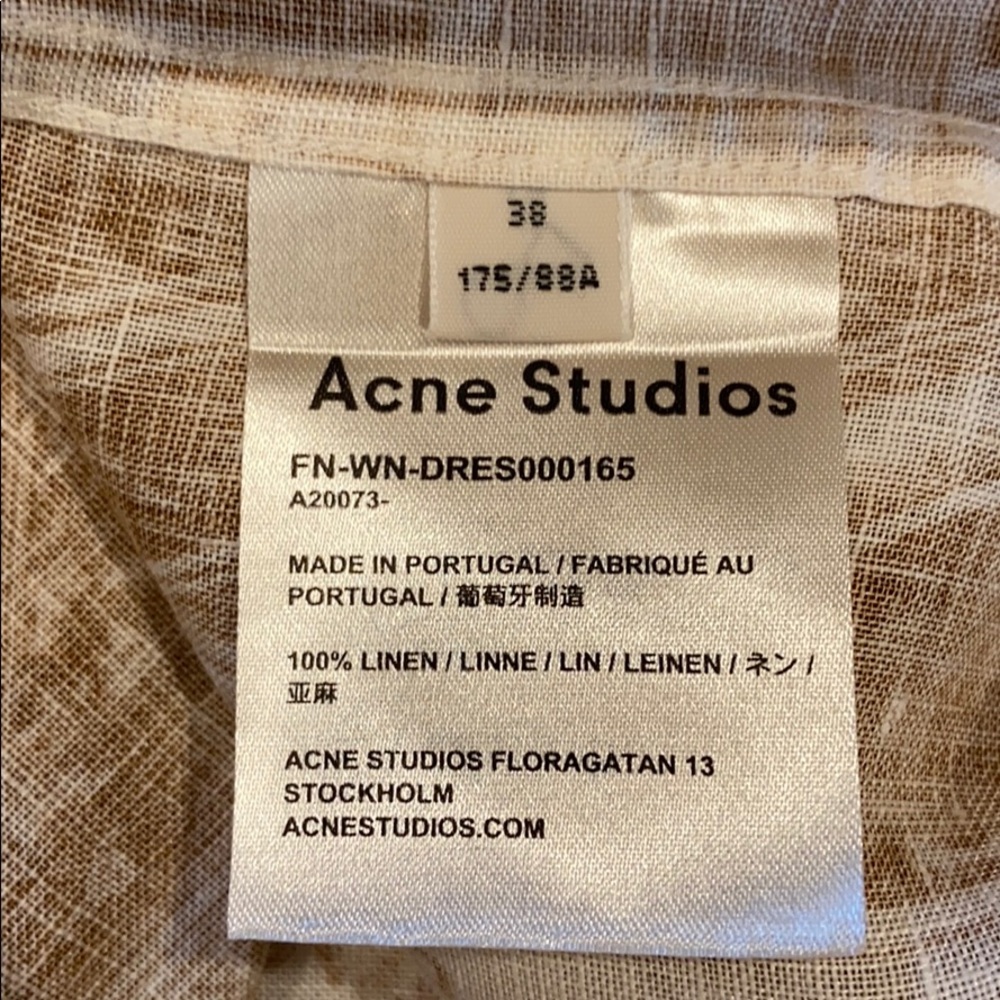 Acne Studio Linen Print Buttoned Shirt Dress M - Picture 15 of 16